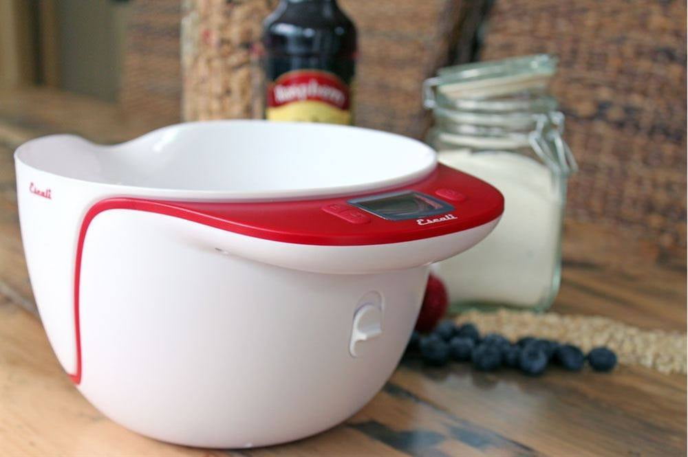 Escali MB115AR Taso Mixing Bowl and Digital Scale 11Lb/5Kg Apple Red 