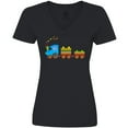 thumbnail image 3 of Inktastic Colorful Toy Train Women's V-Neck T-Shirt, 3 of 5