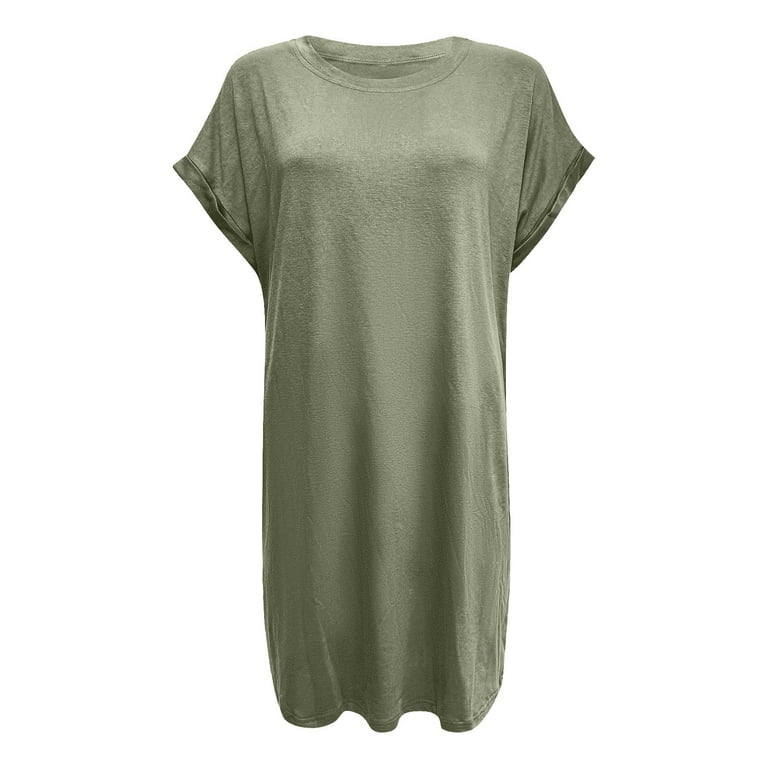 Women Soft T Shirt Dress Short Sleeve Casual Summer Tunic Dress Loose Loose  Dress With Pockets Women's Long Casual Dresses Woman Summer Casual Dress  Womens Dresses Summer Dresses Midi Length Womens -
