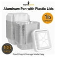 thumbnail image 7 of Impresserve 1 lb Aluminum Foil Pans with Plastic Lids, 100 Count, Disposable Aluminum Pans for Baking, Roasting, Meal Prep, and Food Storage, 7 of 7