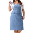 thumbnail image 2 of DARING DIVA Plus Size Pocket Racerback Suspender Overall Dress 1X Light Blue, 2 of 6