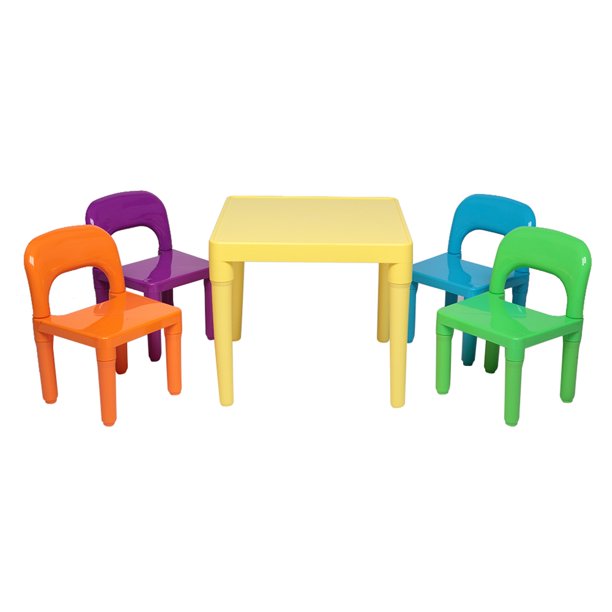 50x50x46cm Set of Plastic Table and Chair for Children, One Desk and