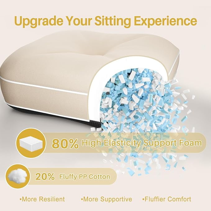 Parojati 22*17*5/17x17x5 Memory Foam Non Slip Rocking Chair Cushion, Set of Thicken Seat & Back Chair Cushions for Indoor/Outdoor Rocke,Waterproof Thicken Durable Tufted Pads,2 Piece, Beige
