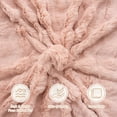 thumbnail image 3 of VK·LIVING Thick Ribbed Faux Rabbit Fur Cozy Reversible Throw Blanket,Super Soft 3D Striped Fuzzy Cozy Blankets,Pink,108"x 90", 3 of 7