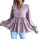 thumbnail image 2 of Camiseta Con Cuello En V Para Mujer, Transpirable, Corte Suelto, Dobladillo Con Volantes, Camiseta De Manga Larga Para Mujer, Cómoda, De Poliéster Suave Para El Trabajo ANGGREK Otros, 2 of 8