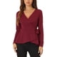 thumbnail image 1 of INSPIRE CHIC Blusas Peplum Envueltos para Mujeres Cuello en V Mangas Largas Casual de Punto S Rojo, 1 of 6