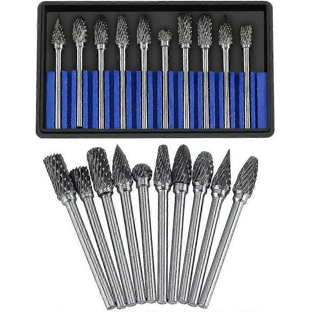 Carbide Cutter Set Rotary Files Tungsten Steel 10pcs Diameter Head Cutter For 3mm End Mill Shank 6mm The Drill Carving Cutting Metal Polishing Engravi