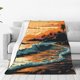 thumbnail image 1 of Fotbe Serene Ocean Sunset Manta de Franela Acolchonada con Estampado, Súper Suave y Esponjosa, Extra Grande para Sofá, Cama, Uso Todo el Año-60"x50", 1 of 7