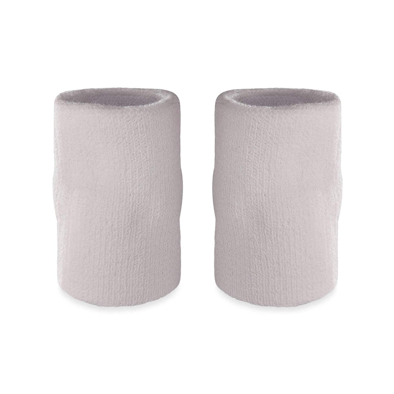 Suddora 6' Solid Color Cotton-Blend Doublewide Wrist or Arm Sweatbands Pair, White
