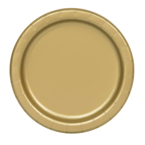 Gold Paper Dessert Plates, 7in, 70ct
