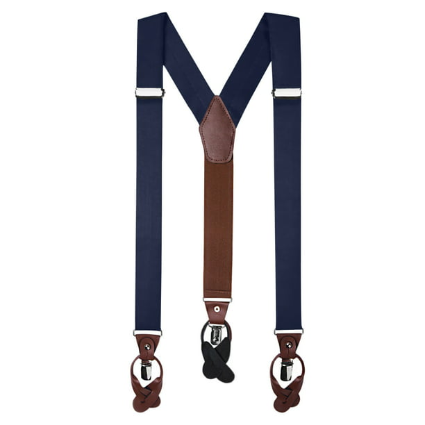 Jacob Alexander Men's Solid Fabric Suspenders Braces Convertible ...