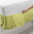 thumbnail image 2 of Retro Bed Skirt, Vertical Stripes with Polka Dots and Circles Geometric Symmetric Pattern, Elastic Bedskirt Dust Ruffle Wrap Around for Bedding Decor, 4 Sizes, Avocado Green Cream, by Ambesonne, 2 of 2
