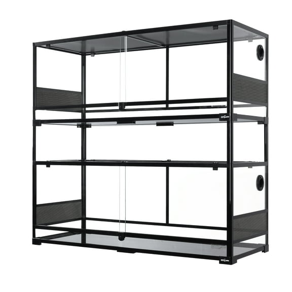 GUZZLO 2 Layer 64 Gallon Reptile Glass Terrarium with Sliding Door
