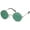 Silver Frame with Green Lens, variant on Round Circular Party Retro Hippie Sunglasses with Colored Lens
