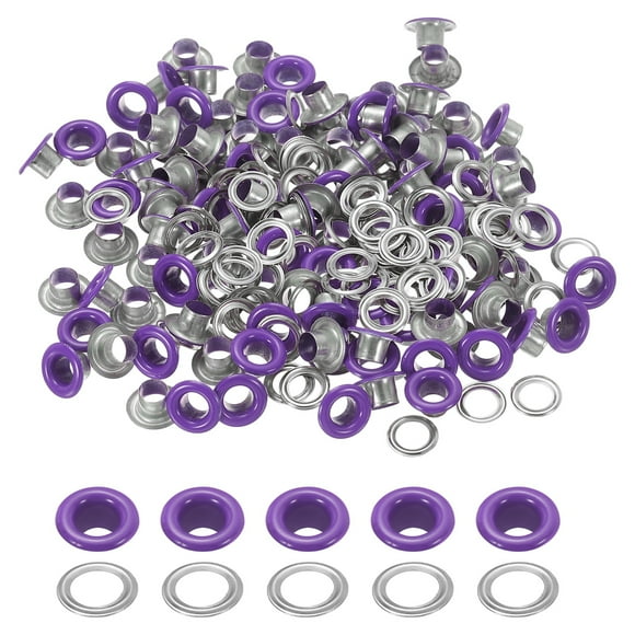 Uxcell 110 Pcs Ojetes con arandelas Kit de ojetes de 3/16" Púrpura