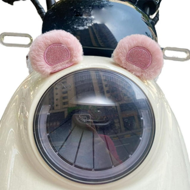 Cute Rabbit Ear Electric Bike Rearview Mirror Decoration, Plush Motorcycle Scooter Helmet Accessory for Fun, Eye-Catching Vehicle Mod, 2-Piece Set