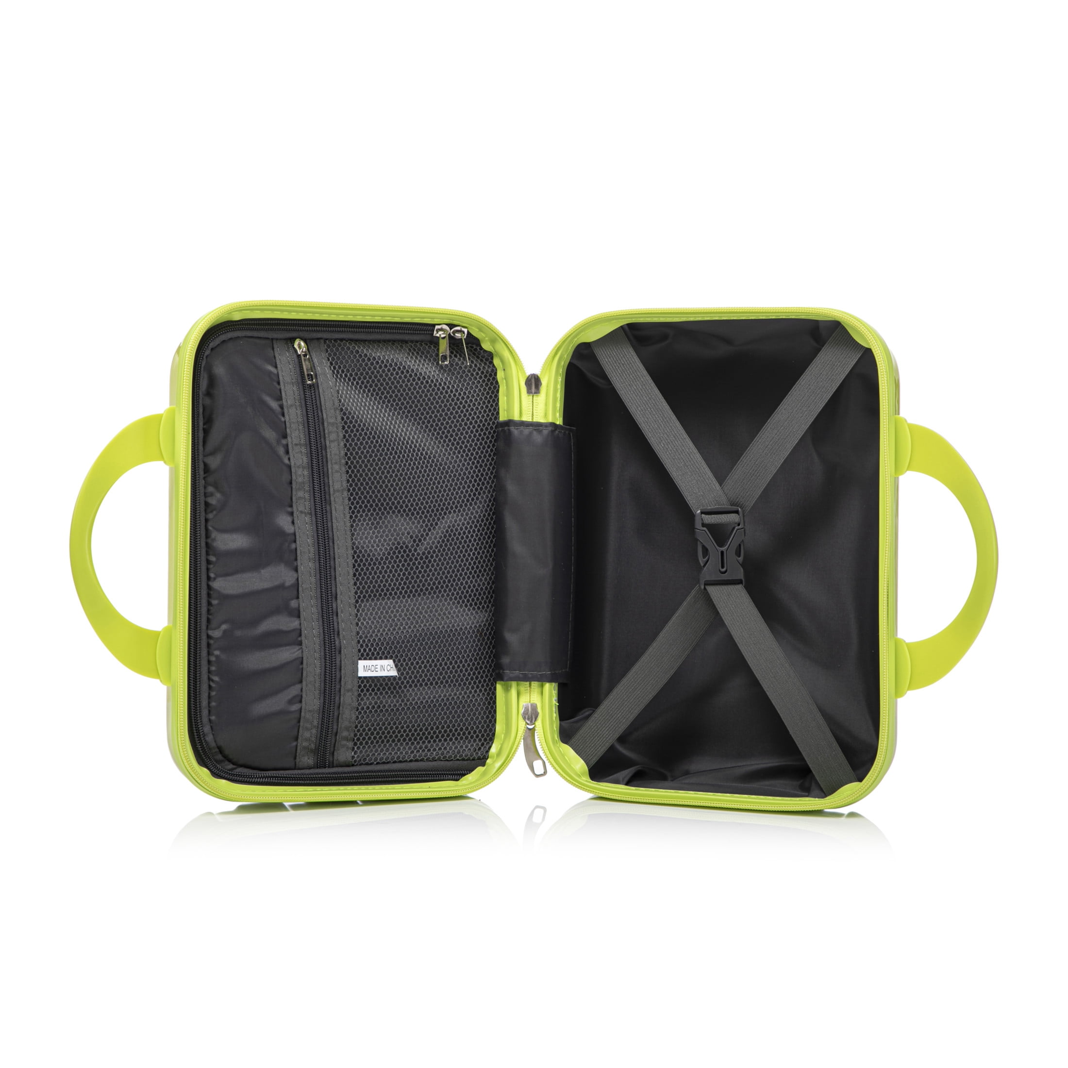 Noble House Vance 20"/14" Hardshell Spinner Luggage Set, Carry-On Suitcase and Cosmetic Case, Green & Yellow, Set of 2