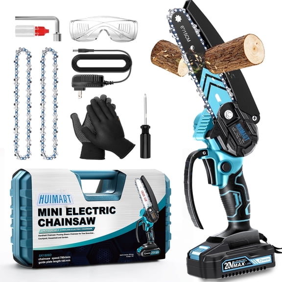 YAHHU 6 Inch Mini Cordless Chainsaw, Handheld Electric Chain Saw with 2 ...