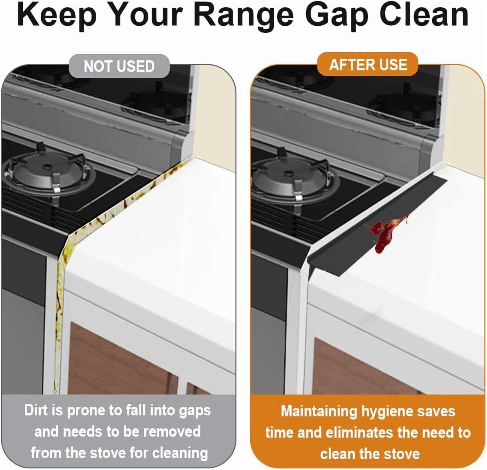 Foldable Stove Gap Filler Kitchen Counter Range Guards 25inch,Silicone Stove Gap Covers Electric Stoves Gap Filler Oven Side Sealing Strip Between Countertop and Stovetop Pack 2 (Black)