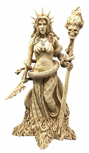 Atlantic Collectibles Athenian Greek Goddess Hecate Figurine Patroness of Magic Witchcraft & Necromancy Hekate with She-Dogs Decorative Sculpture 10.75 H