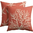 thumbnail image 2 of Summer Sea Starfish Pillow Covers 16x16 Inch Set of 2 Beach Pink Coral Throw Pillowcase Cotton Linen Square Decorative Nautical Coastal Themed Cushion Cover for Sofa Bedroom Indoor Outdoor Party, 2 of 6