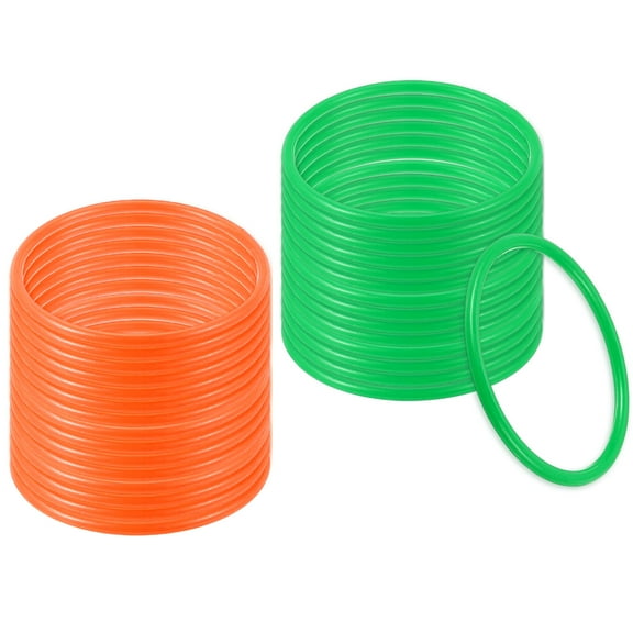 Uxcell Plastic Ring-Toss Rings for Bottles Carnival Rings Plastic Hoops 5 Inch Orange/Green 30 Pcs