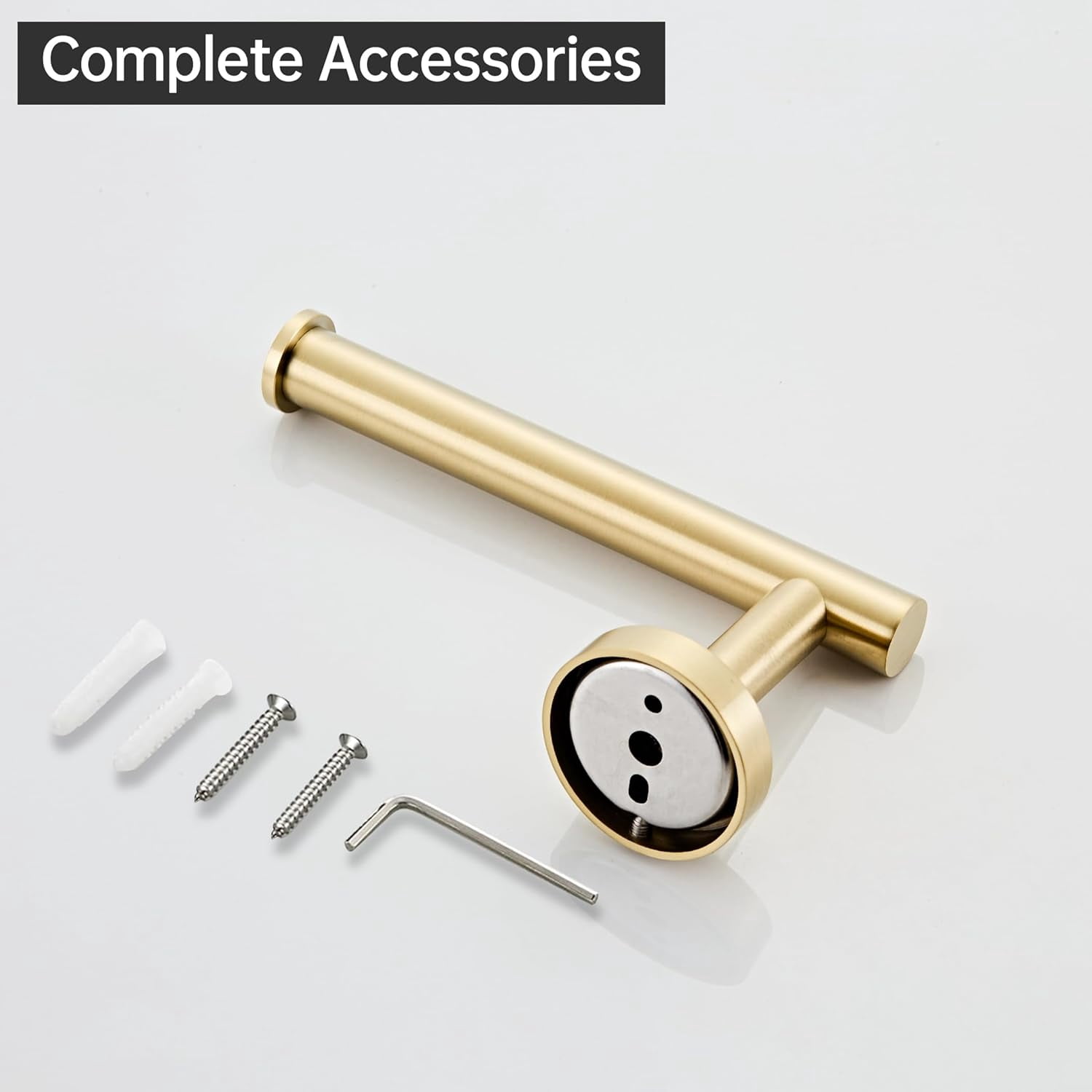 ABPETE Gold Toilet Paper Holder, Brushed Gold Towel Ring, Hand Towel Holder Toilet Paper Roll Holder Wall Mount Bathroom Accessories, Modern SUS 304 Stainless Steel Bathroom 2 Set