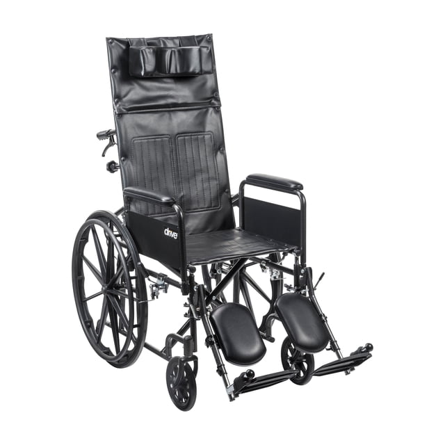 Drive Fauteuil Roulant Sport Médical Argenté à Dossier Inclinable Complet, Accoudoirs Complets, Siège de 20 Pouces