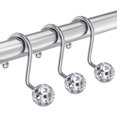thumbnail image 1 of Ganchos para cortina de ducha, anillos para cortina de ducha, ganchos decorativos de metal a prueba de óxido, ganchos de ducha cromados para revestimiento de cortina de ducha, juego de 12 con diseño, 1 of 6