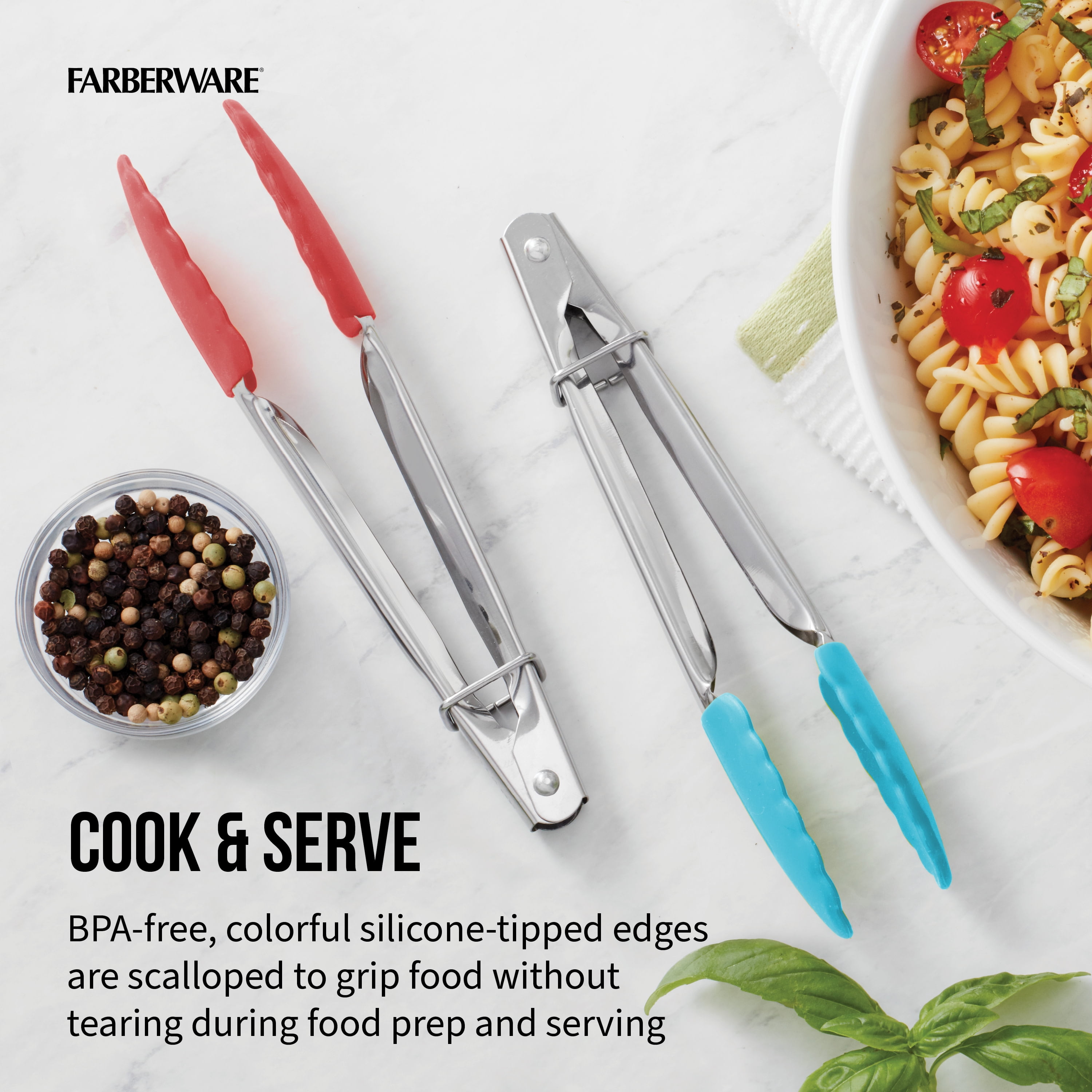 Farberware Classic Set Of 2 Stainless Mini Tongs, Cooking Tools, Household