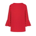 thumbnail image 6 of Edvintorg Womens Tops Polka Dot Flare 3/4 Sleeve Loose Top Fashion V Neck Casual Button Down Shirt Women's Clothing Red M, 6 of 7