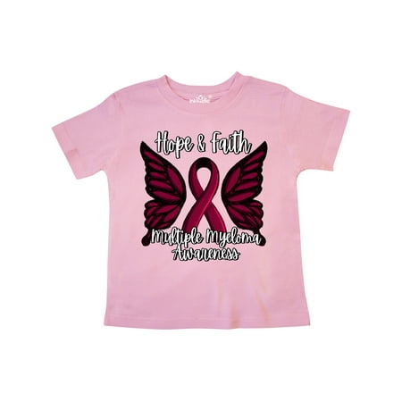 

Inktastic Multiple Myeloma Cancer Awareness Hope & Faith with Butterfly Ribbon Gift Toddler Boy or Toddler Girl T-Shirt