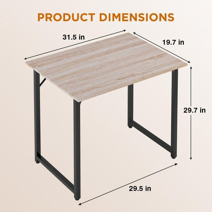 FDW 32 inch Computer Desk,Office Desk with Metal Frame,Writing for Small Space,Nature