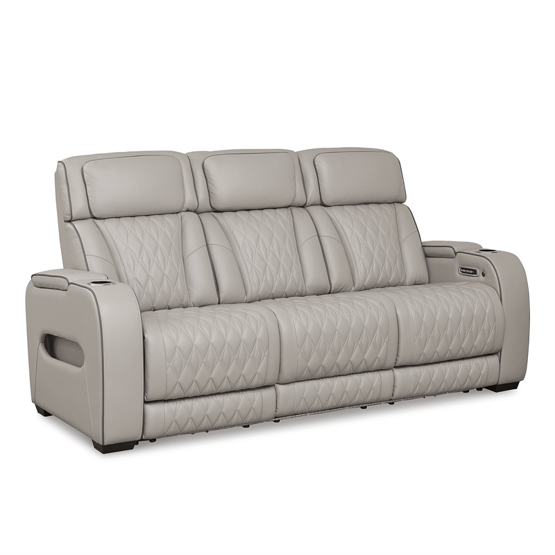 Signature Design by Ashley Boyington Power Reclining Sofa in Gray