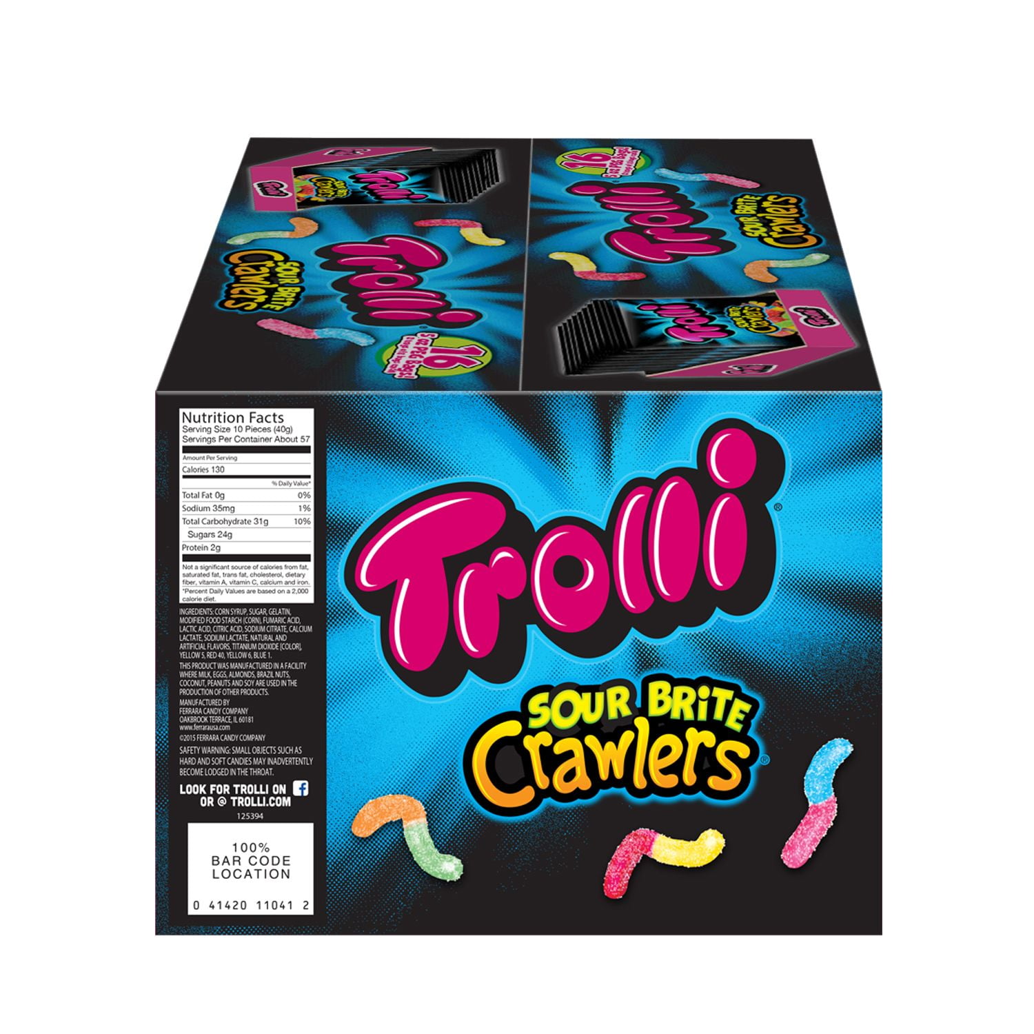 Trolli Sour Brite Crawlers Gummi Candy 16 - 5 oz Bags
