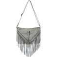 thumbnail image 1 of Sac à Épaule Décontracté à Rivets et Franges pour Femmes, Sac Bandoulière Hippie en Cuir Végane Souple Sac Hobo, 1 of 25