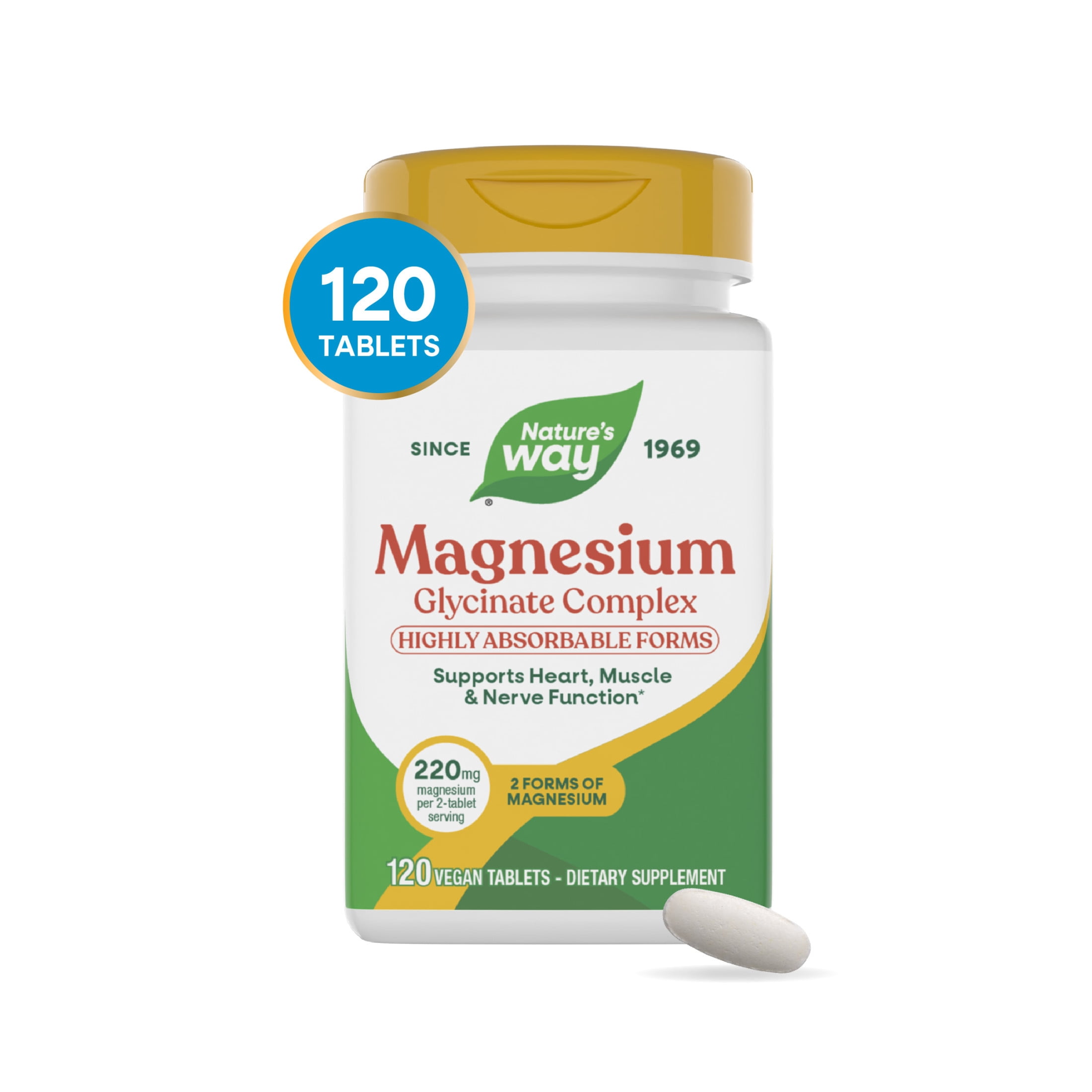 Nature’s Way Magnesium Glycinate Complex Tablets, with Magnesium Glycinate and Malate, Unisex, 120ct