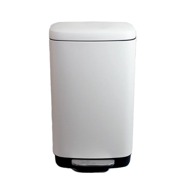 JAUZ IMPROVEMENT Cesto bote de basura de pedal con tapa aluminio cubo plástico removible 30 litros resistente a olores para baño, cocina, oficina (J0367 - 1PZ)