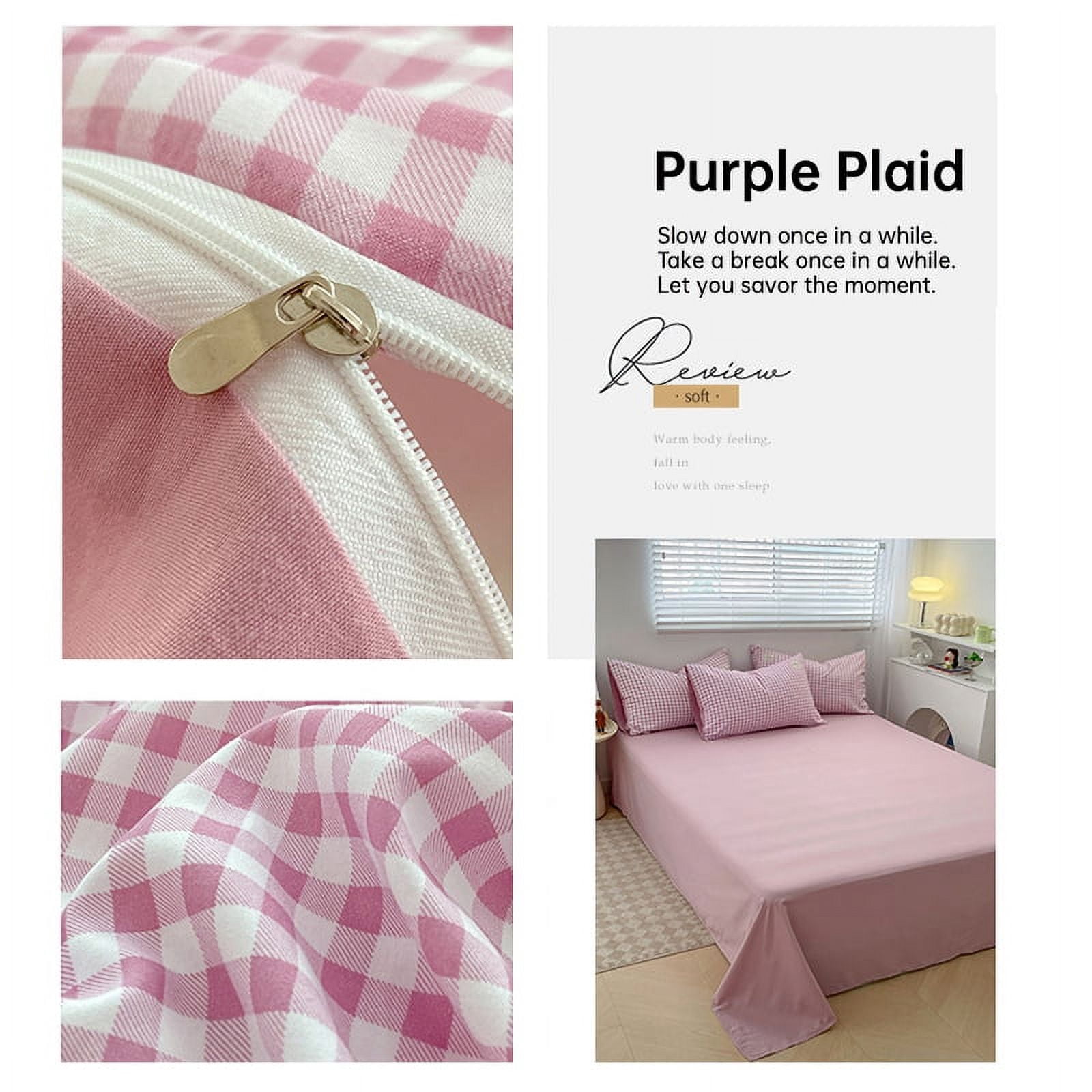 China Small Plaid Duvet Cover, 59x78.7 Inch, Purple Plaid
