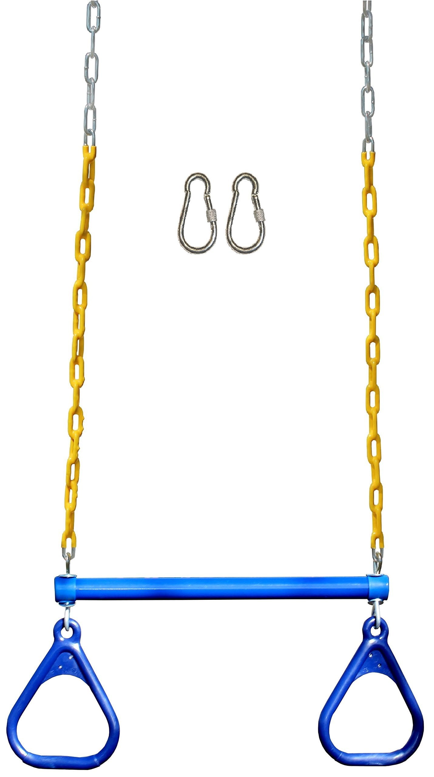 Jungle Gym Kingdom 18" Trapeze Swing Bar Rings 48" Heavy Duty Chain