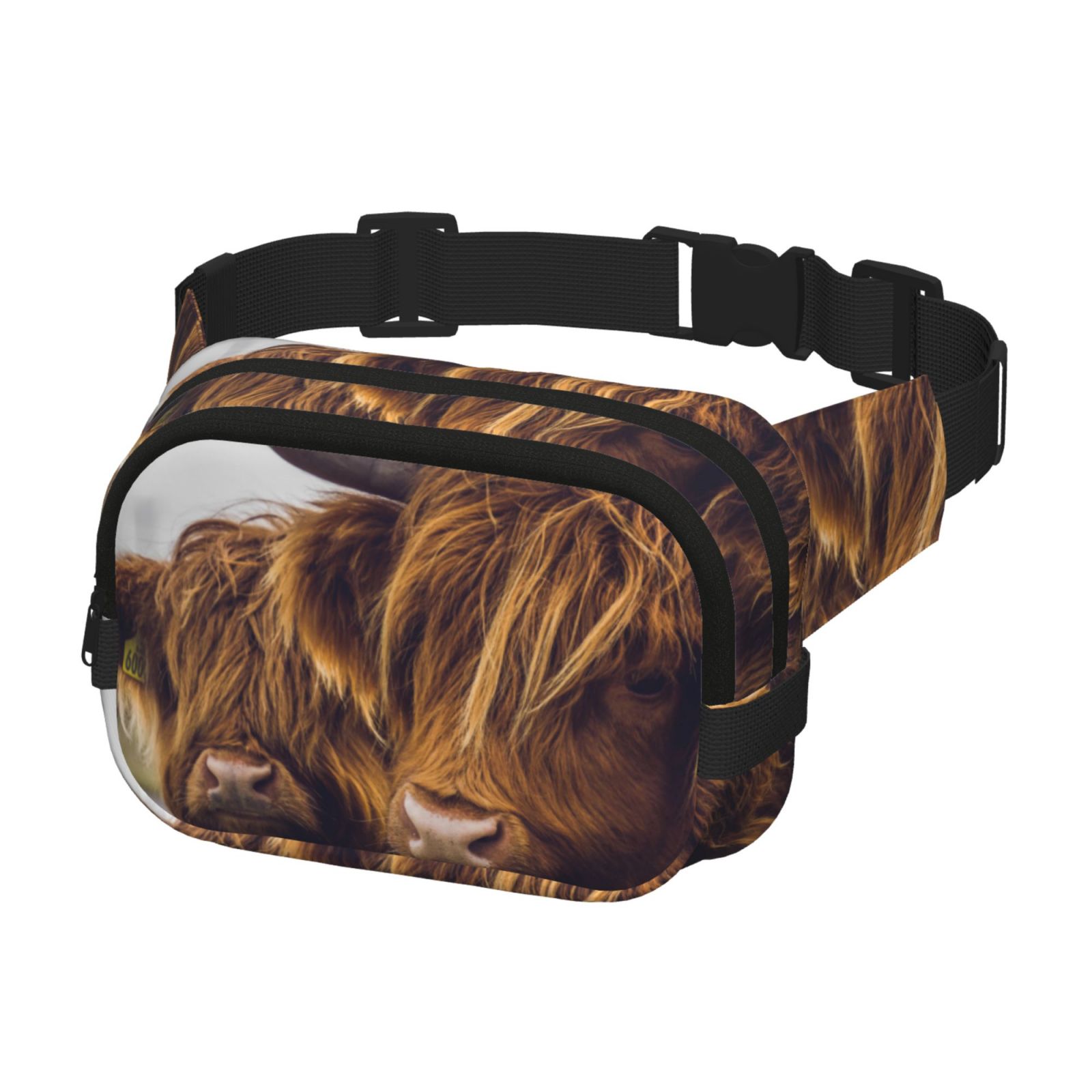 Picia Portrait Of Cow With Its Baby Cow Print Square Double-Layer Waist Bag Mini Adjustable Waist Belt Bag Exercise Running Travel Hiking