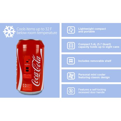 Buy Coca Cola 8 Cans Ac Dc Electric Mini Cooler Mini Fridge Red Online In Indonesia 45653396