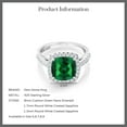 thumbnail image 6 of Gem Stone King 925 Sterling Silver Simulated Emerald and White Created Sapphire Engagement Ring for Women (3.00 Cttw, Available in Size 5, 6, 7, 8, 9), 6 of 6