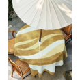 thumbnail image 3 of Outdoor Tablecloth with Umbrella Hole, Yellow Pink Waves Spillproof Waterproof Outdoor Table Cover, Ombre Sea Ripples Shabby Beach Patio Tablecloths for Party/Garden/Picnic, Round 60 inch, 3 of 9