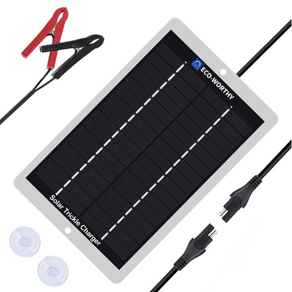ECO-WORTHY Chargeur de Batterie Solaire 12 Volts Étanche Portable Panneau Solaire Solaire Anti-Fuite Chargeur de Batterie de Voiture Entretien pour Voiture Camion Bateau VR Moto Remorque Marine Batterieï1⁄4Plug and Play