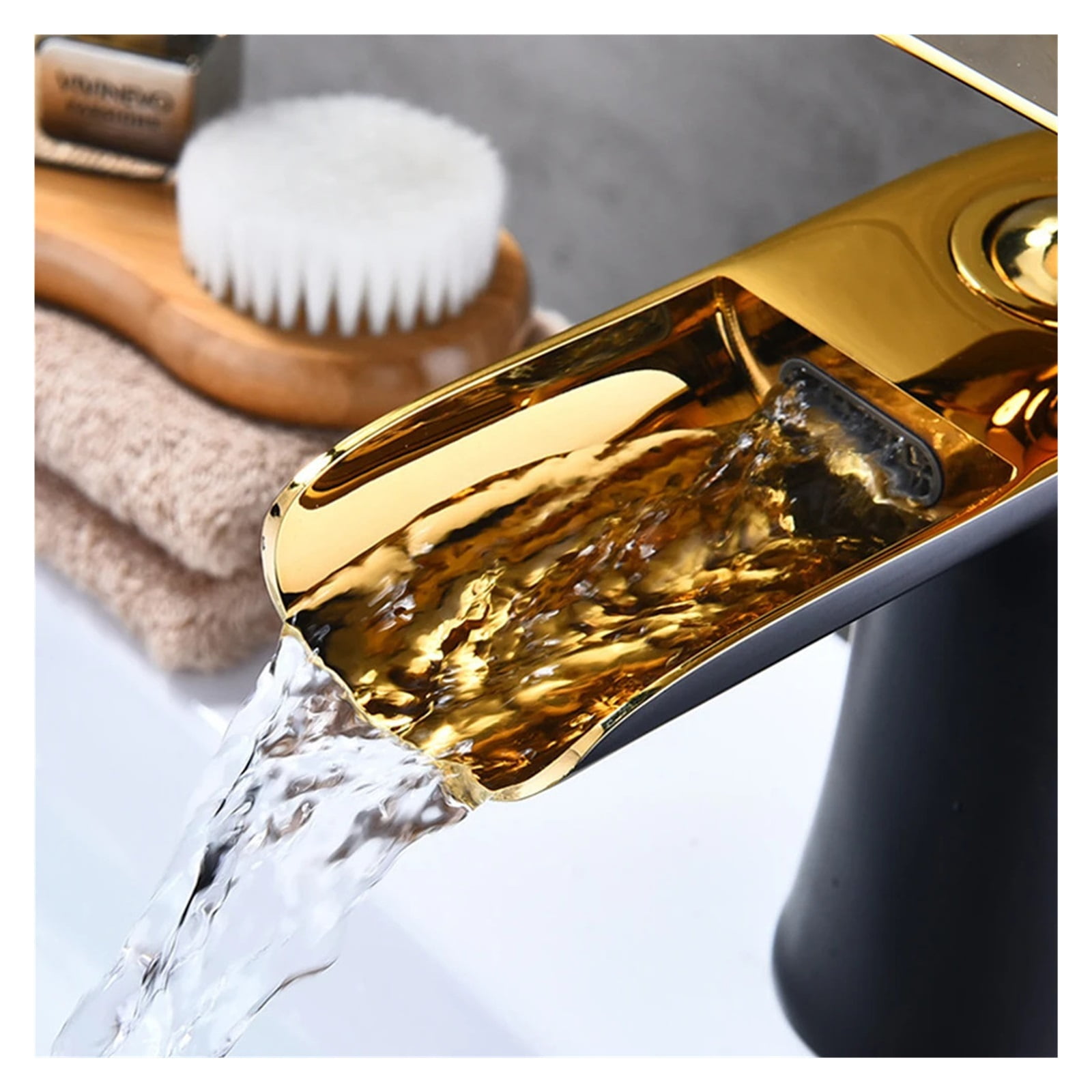 Chrome White Basin Faucet, Deck Mounted Waterfall Bathroom Vessel Sink Mixer Tap, Single Handle Hot Cold Water Tap ,Easy to Install