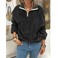 thumbnail image 4 of Women's 2022  Winter Coat Long Sleeve Lapel Zip Up Faux Shearling Shaggy Oversized Shacket Jacket, 4 of 4