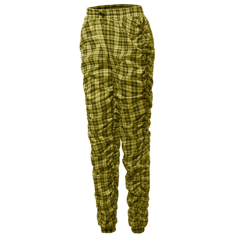 Yellow plaid track on sale pants