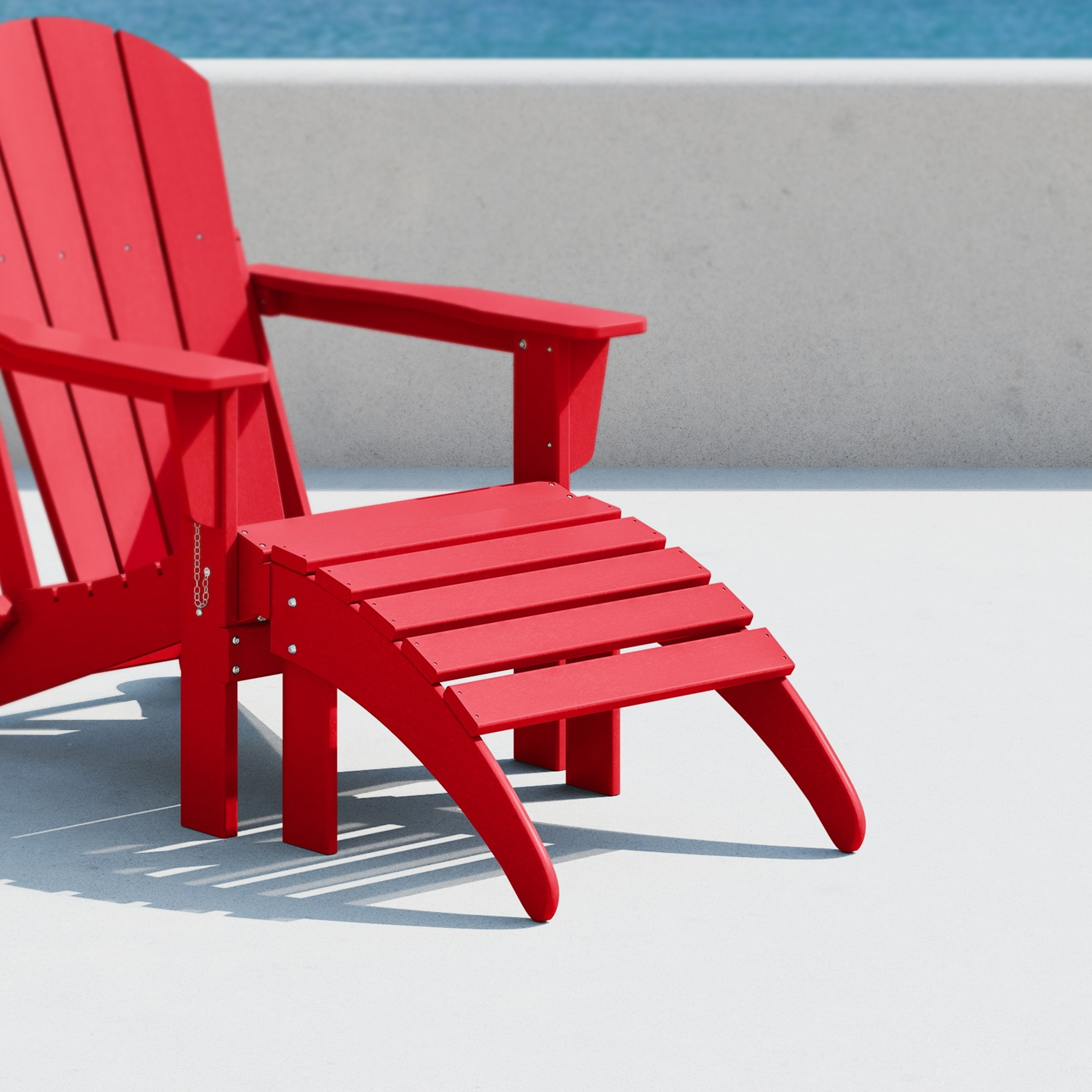 Polytrends  Laguna Hdpe All Weather Outdoor Patio Foldable Ottoman Red