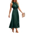 thumbnail image 2 of OSOLU Solid Color Women Midi Summer Dresses Casual V-Neck Dot Ruffle Sleeveless A-Line Beach Sun Dress Stylish Sundress Dresses For Women 2025 Elegant Classy, 2 of 5